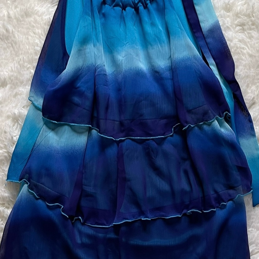 Lane Bryant Blue Ombré Tiered Chiffon Blouse Sleeveless Swing Top Size 16 - Picture 11 of 14